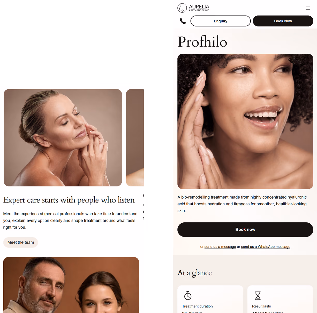 Classic Clinic: the Aurelia website design with warm tones and refined typography