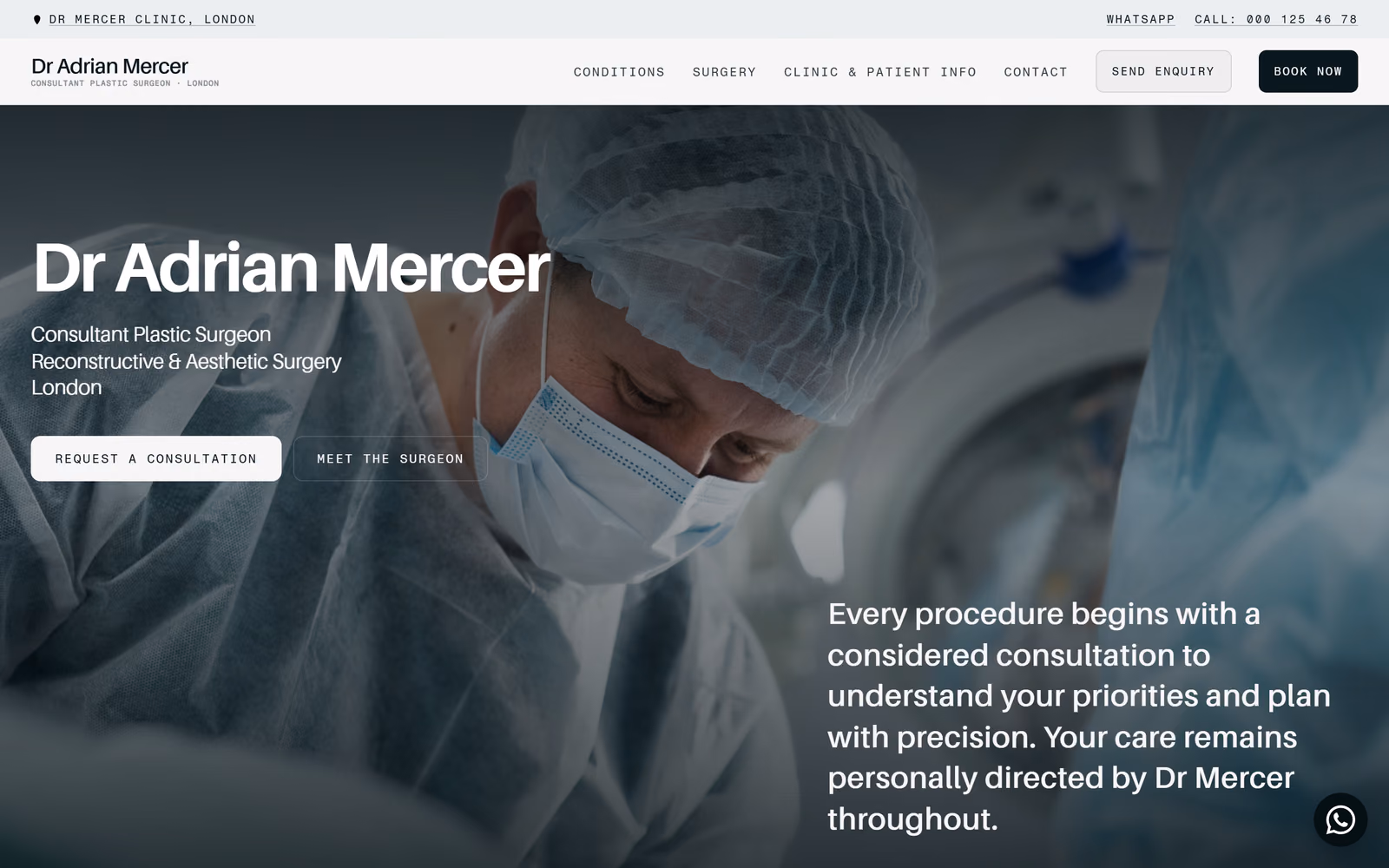 Le site de démonstration Dr Mercer pour un chirurgien esthétique